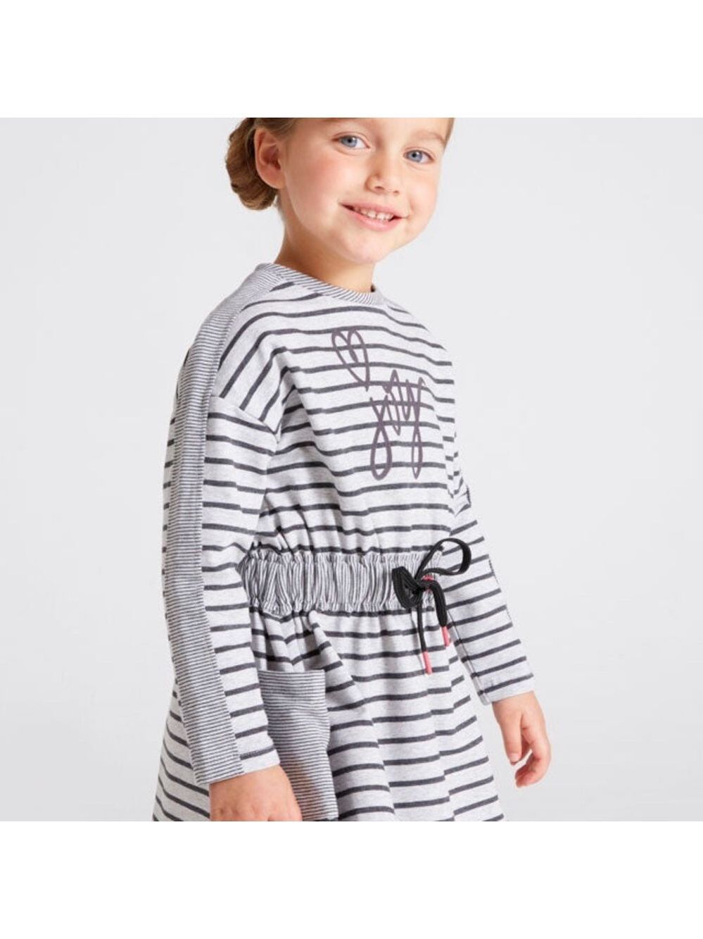Size 6 Girls Mayoral Black and White Striped Casual Knit Dress